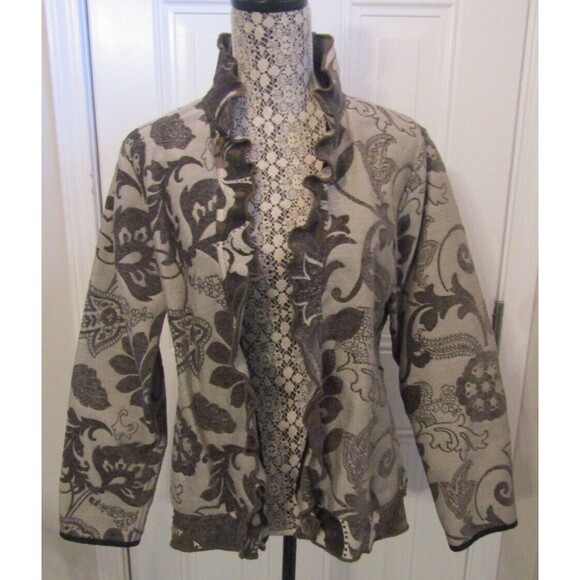 Womens Trimdin Reversible Brown Floral Tapestry Jacket Size M/L - Picture 1 of 6
